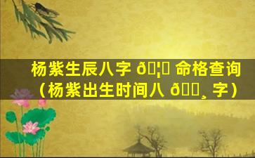 杨紫生辰八字 🦁 命格查询（杨紫出生时间八 🌸 字）